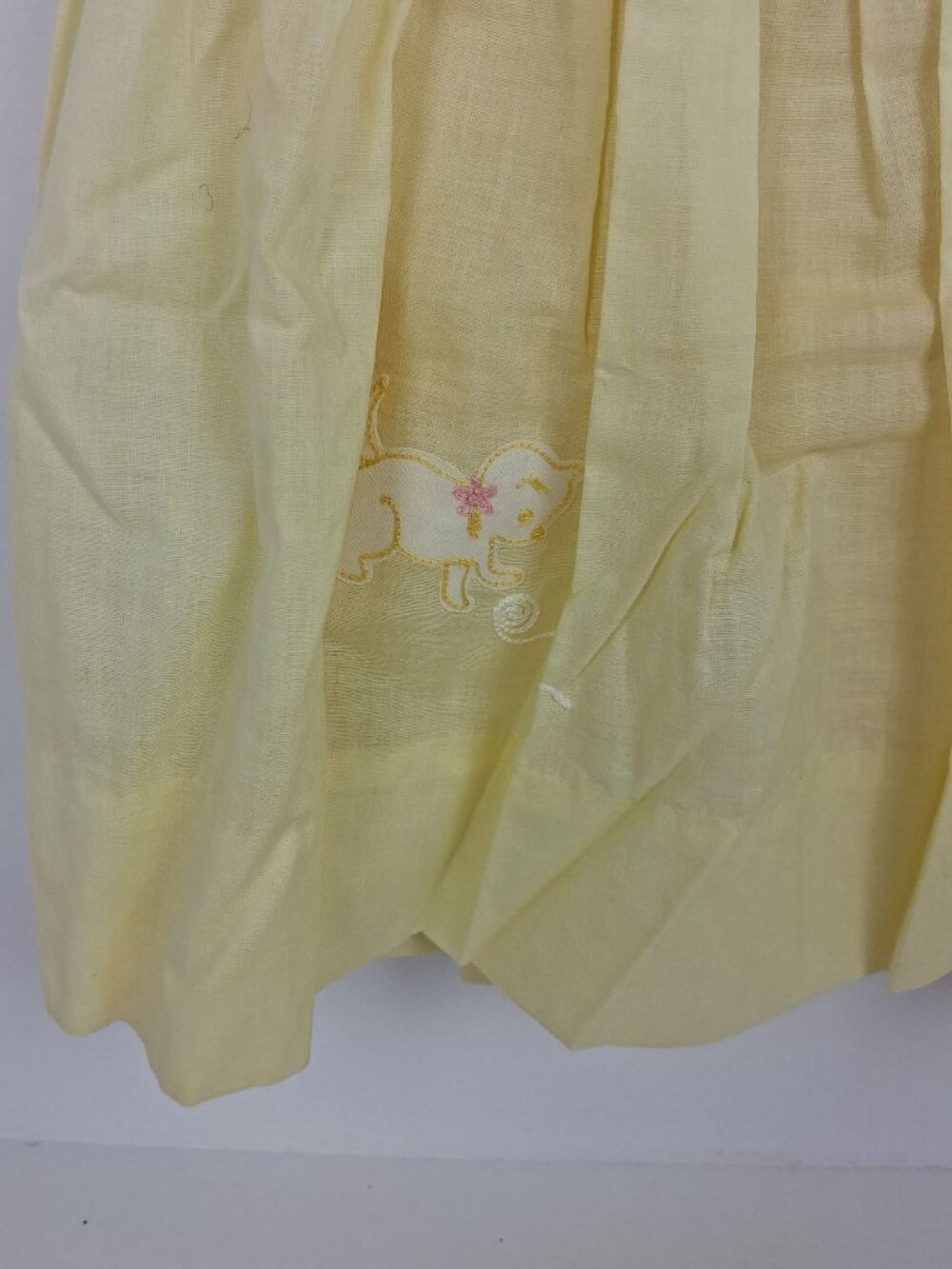 VTG 1950's Nannette Yellow Baby Dress Peter Pan Collar & Embroidered Kitten Acce - Picture 5 of 12